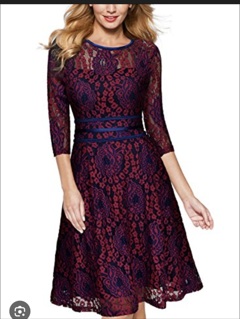 Miusol Women's Dress Sz Large Red Purple Lace Mini